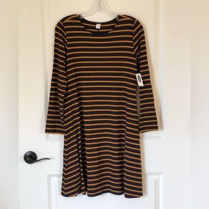 Old Navy Small Dress. Navy and Gold Striped. NWT.